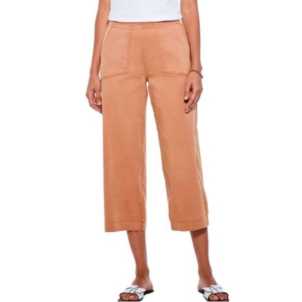 Nic + Zoe Stitchfix All Day Wide Leg Crop Pants Desert Gold Tan Khaki size 8